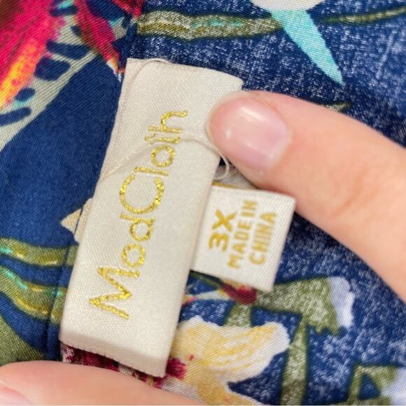 ModCloth Blue Tropical Floral Wrap Style Midi Skirt Womens 3X Bright Beachy - Picture 8 of 10